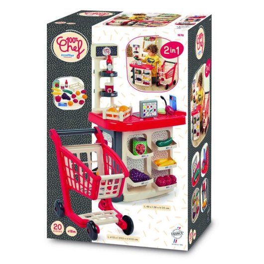 Cassa e Carrello Ecoiffier 1676 Supermercato Gioco di Ruolo