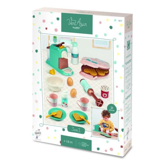 Set Giochi Cucina Bambini Ecoiffier Coffret Gourmand 21 Pezzi con Macchina per Waffle