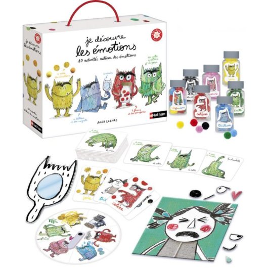 Kit Attività Emozioni Nathan 10 Attività + Schede + Ruota + Specchio + Lavagna Magnetica