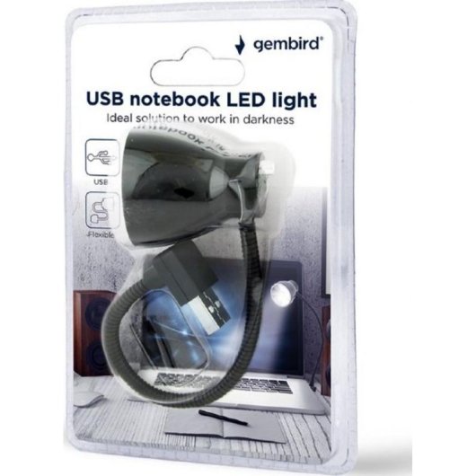 USB-LED-Schreibtischlampe Gembird NL-02 Schwarz mit flexiblem Hals