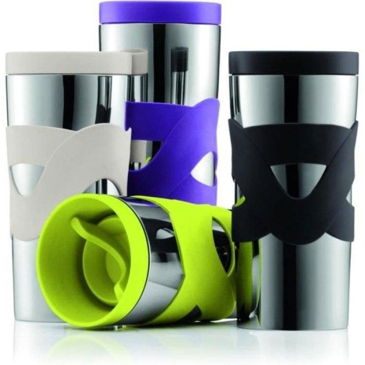 Thermobecher Bodum Travel Mug 0,35 L Edelstahl doppelwandig schwarz