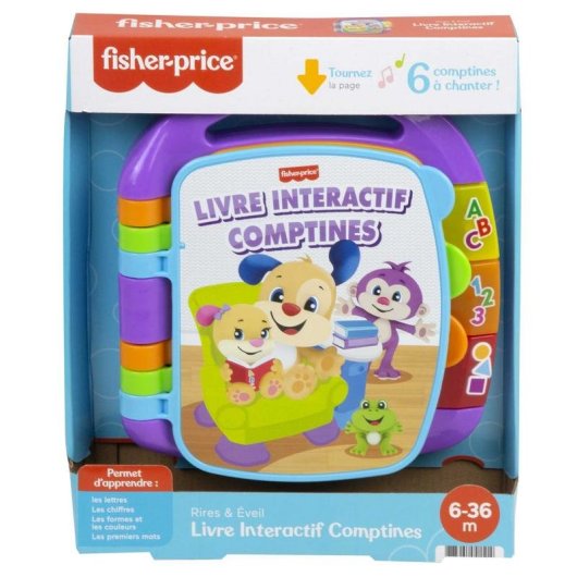 Libro musical interactivo Fisher-Price Laugh & Learn con 6 canciones y botones luminosos