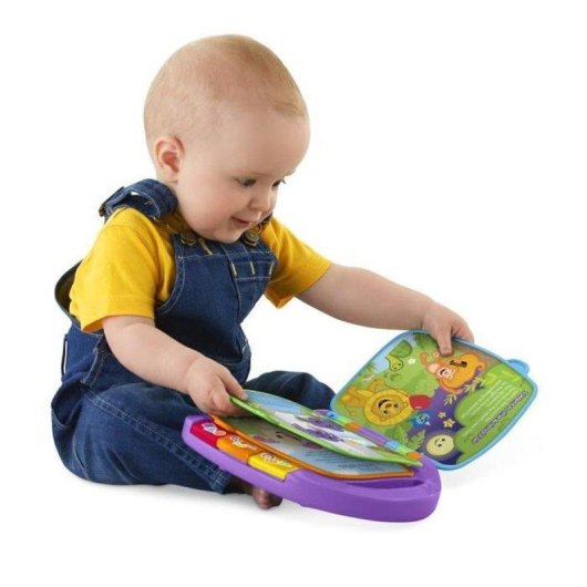 Libro musical interactivo Fisher-Price Laugh & Learn con 6 canciones y botones luminosos