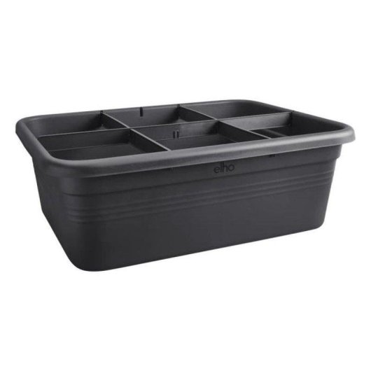 Elho Green Basics Jardinière Rectangulaire 84L Plastique 100% Recyclé Avec Drainage