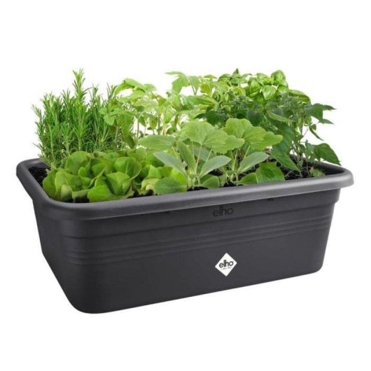 Elho Green Basics Jardinière Rectangulaire 84L Plastique 100% Recyclé Avec Drainage