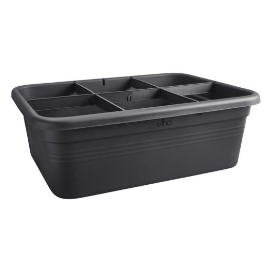 Elho Green Basics Jardinière Rectangulaire 84L Plastique 100% Recyclé Avec Drainage