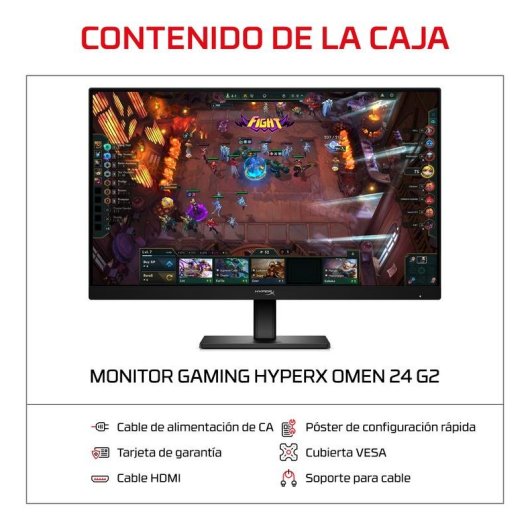 Monitor HP HyperX OMEN 24 G2 23,8" FullHD 180Hz IPS 1ms FreeSync Ajuste altura