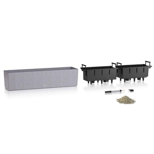 Blumenkasten Lechuza Balconera Stone 80 Beige mit 5L Wassertank