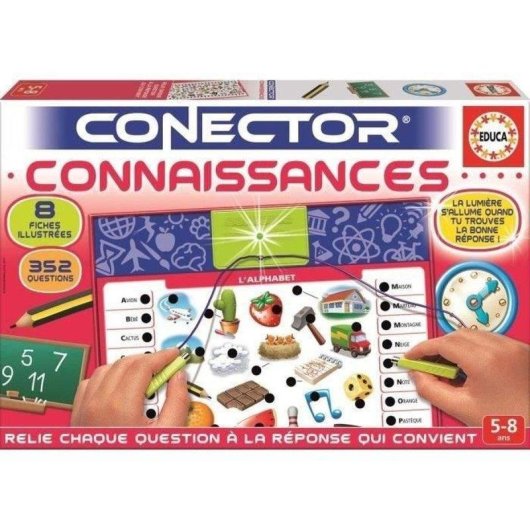 Jeu de plateau Educa Connector Connaissances 352 questions 8 fiches