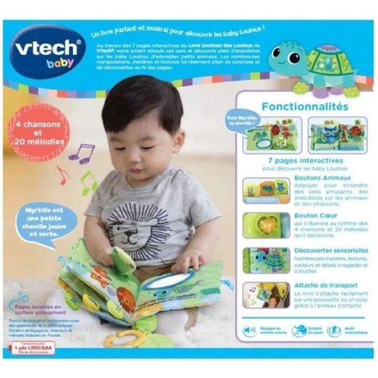 Libro musical de tela interactivo VTech Baby Toudoux des Loulous con luz y canciones