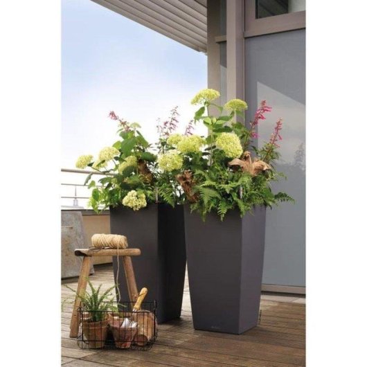 Blumenkasten LECHUZA Cubico Color 40 Anthrazit 40x40x75cm Selbsbewaesserung 31L