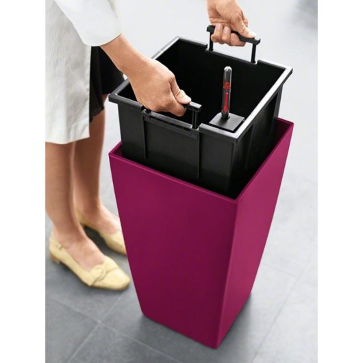 Blumenkasten LECHUZA Cubico Color 40 Anthrazit 40x40x75cm Selbsbewaesserung 31L