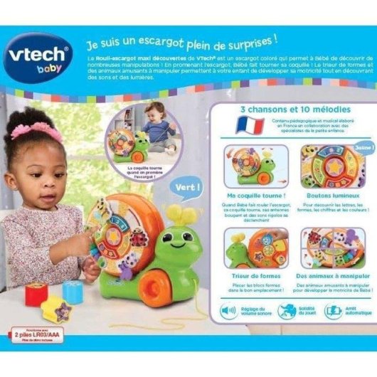 Carrito de arrastre musical VTech Rouli-escargot Maxi con concha giratoria y luces