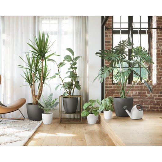 Macetero Artevasi San Remo 30 cm Blanco Plástico Mate Interior Exterior