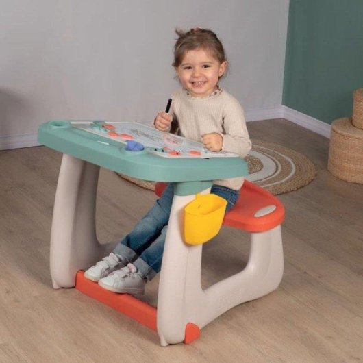 Mesa de atividades Smoby Petit Ecolier verde 80 acessórios 3-8 anos