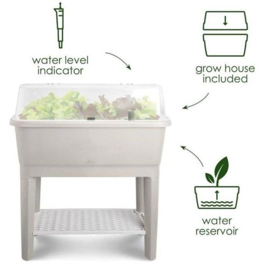 Potager surélevé Elho Noa 64L gris avec cloche et réservoir intégré
