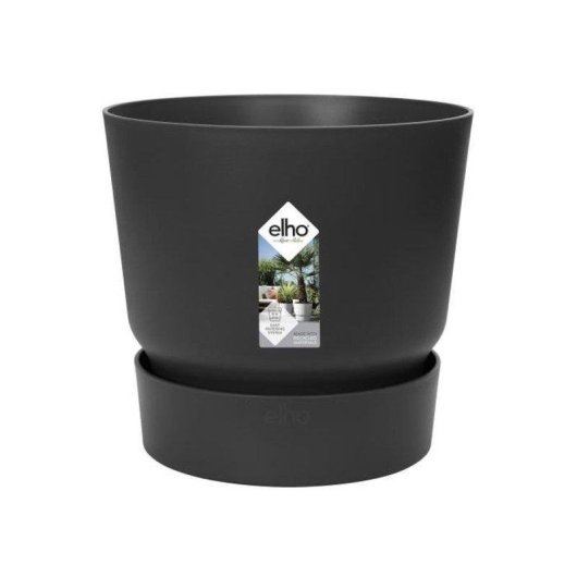 Jardinière Ronde Elho Greenville Round 40 31L Noir Mat 100% Plastique Recyclé