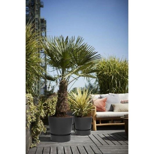 Jardinière Ronde Elho Greenville Round 40 31L Noir Mat 100% Plastique Recyclé