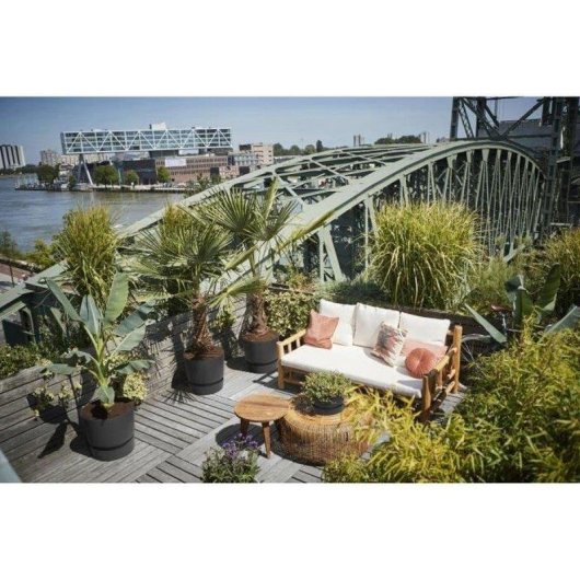Jardinière Ronde Elho Greenville Round 40 31L Noir Mat 100% Plastique Recyclé