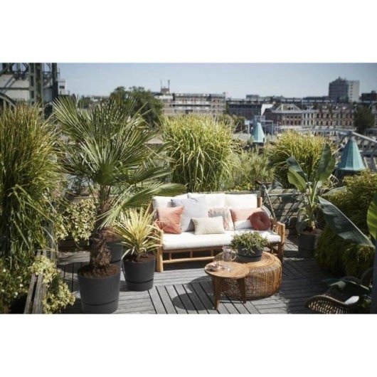 Jardinière Ronde Elho Greenville Round 40 31L Noir Mat 100% Plastique Recyclé