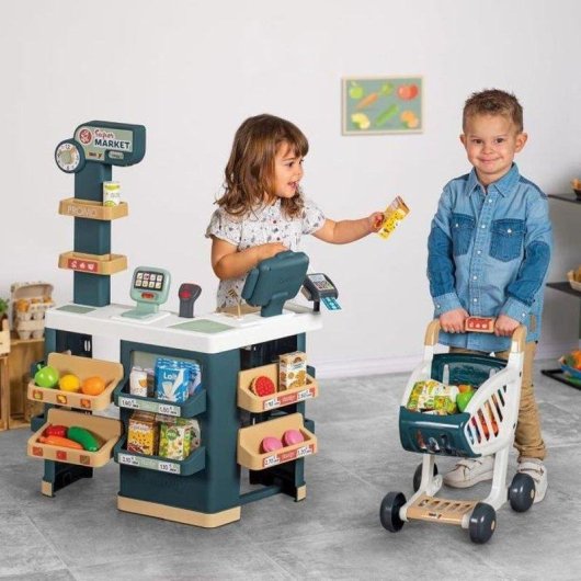 Gioco di Ruolo Supermercato Smoby con Carrello e 42+ Accessori