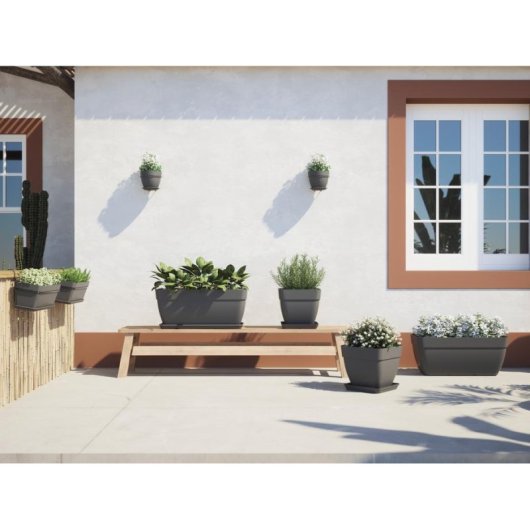Pot Carré Artevasi Capri Campana Blanc 37x37 cm Résistant Gel Extérieur Drainage