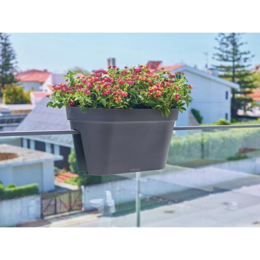 Artevasi Capri Jardinière de Balcon 30x60x30 cm 26,8 L Gris Taupe Plastique UV