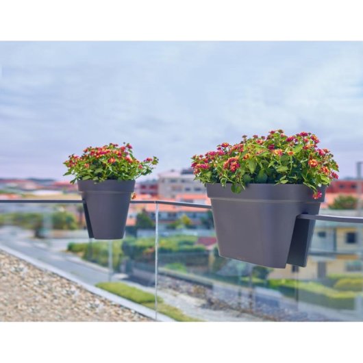 Artevasi Capri Jardinière de Balcon 30x60x30 cm 26,8 L Gris Taupe Plastique UV