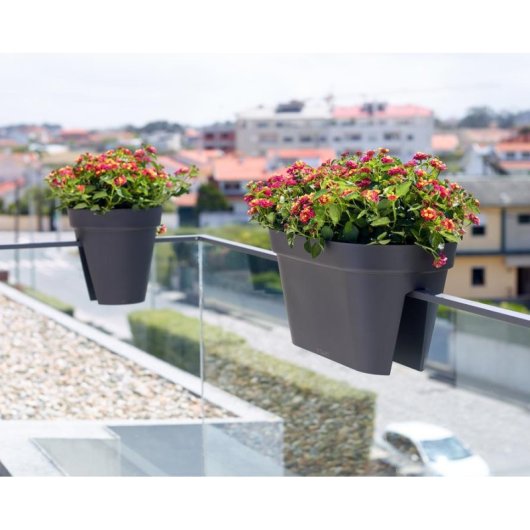 Artevasi Capri Jardinière de Balcon 30x60x30 cm 26,8 L Gris Taupe Plastique UV