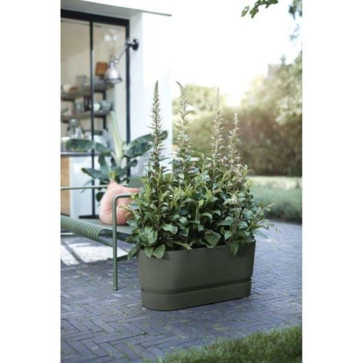 Macetero Elho Greenville Terrase 80 Oval avec Roues 42 L - Plastique Recyclé