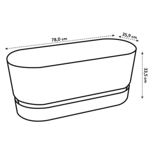Macetero Elho Greenville Terrase 80 Oval avec Roues 42 L - Plastique Recyclé