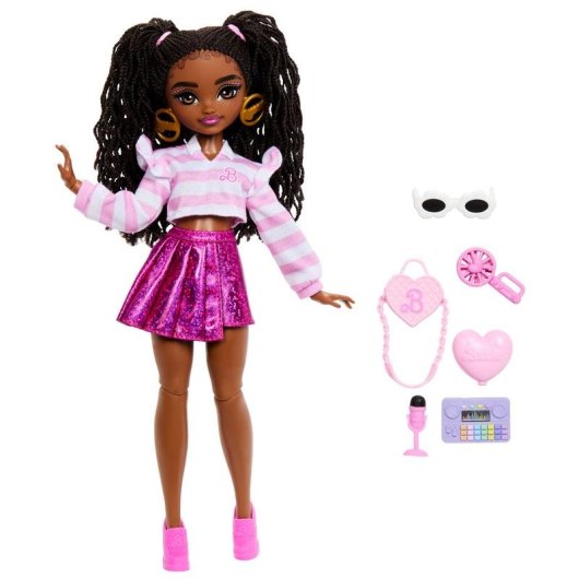 Bambola di moda Barbie Dream Besties Brooklyn con trecce e 7 accessori da ballo