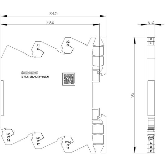 Relé Siemens 3RQ4018-1AB00 Control señal 24 V AC/DC Compacto DIN