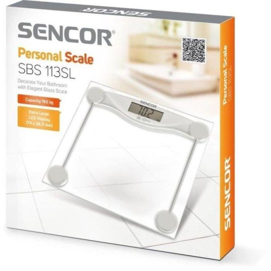 Pèse Personne Électronique Sencor SBS 113SL Jusqu'à 150Kg Précision 100g Écran LCD