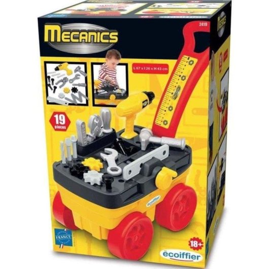 Carrello Attrezzi Ecoiffier Mechanics 19 Pezzi Banco Lavoro