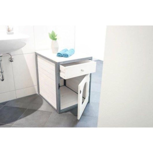 Cabinet Litière Kerbl Ida Blanc/Bleu 58 x 45 x 60 cm Bandelette Amovible
