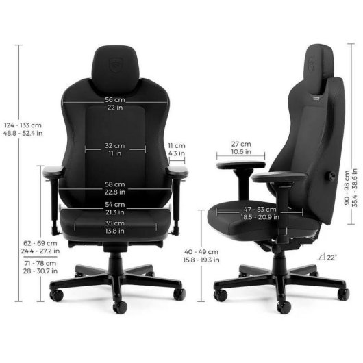 Cadeira Gaming Noblechairs Aura Black Edition Couro Híbrido Reclinável 125°
