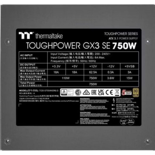 Netzteil Thermaltake Toughpower GX3 SE 750W 80+ Gold modular