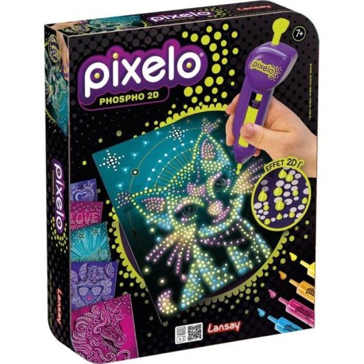 Kit de colorear creativo Lansay Pixelo Phospho 2D Efecto Fosforescente y Relieve