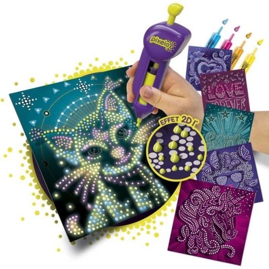 Kit de colorear creativo Lansay Pixelo Phospho 2D Efecto Fosforescente y Relieve