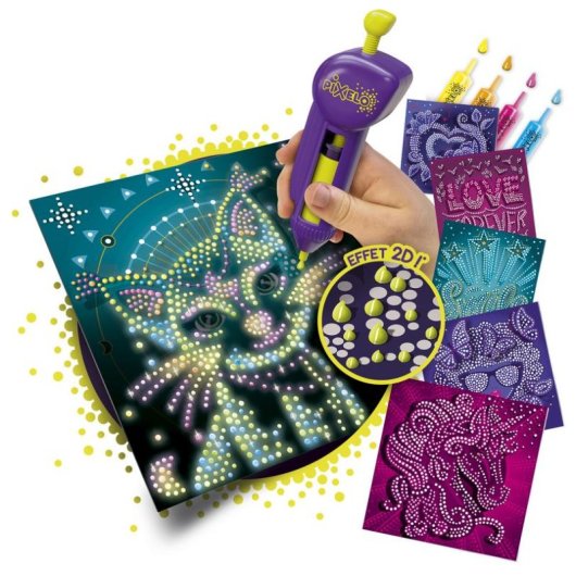 Kit de colorear creativo Lansay Pixelo Phospho 2D Efecto Fosforescente y Relieve