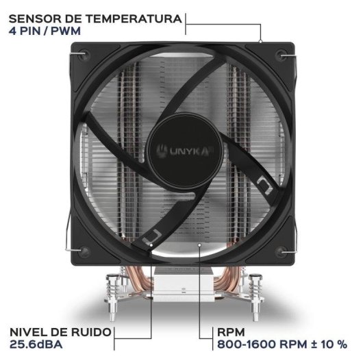 Refrigeração Ar UNYKAch Socket Intel LGA 1851 AMD AM5 120mm UNYCOOL H61