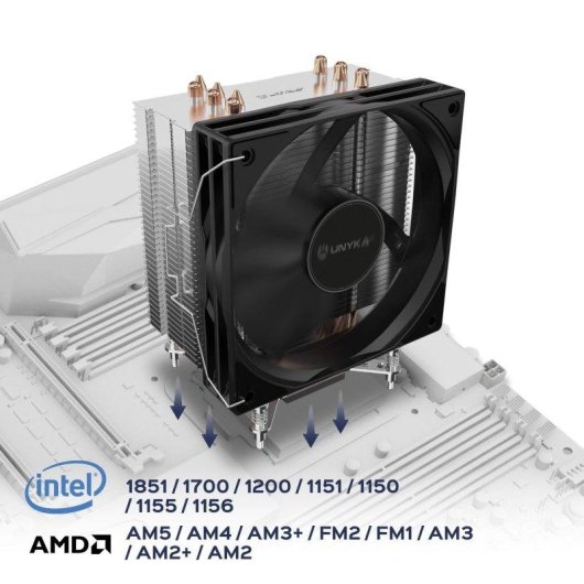 Refrigeração Ar UNYKAch Socket Intel LGA 1851 AMD AM5 120mm UNYCOOL H61