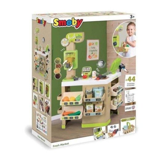 Jeu de rôle Supermarché Smoby Fresh Market avec caisse, balance et 43 pièces