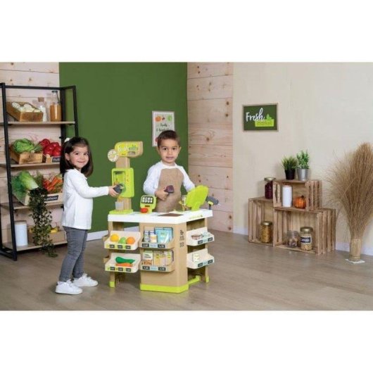 Jeu de rôle Supermarché Smoby Fresh Market avec caisse, balance et 43 pièces