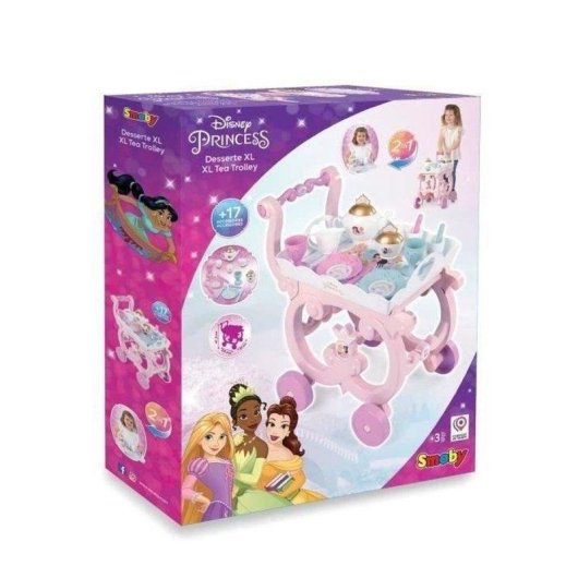 Carrello da gioco Smoby Desserte XL Disney Princess rosa con 17 accessori