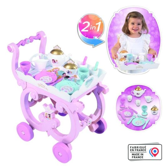 Carrello da gioco Smoby Desserte XL Disney Princess rosa con 17 accessori