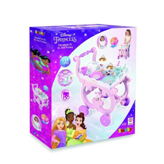 Carrello da gioco Smoby Desserte XL Disney Princess rosa con 17 accessori