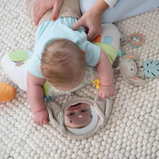Ingenuity Sylvi Baby Bauchlage-Spielmatte mit U-Kissen und 4 Sensorischen Spielzeugen