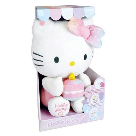 Peluche interactif Jemini Hello Kitty 26 cm avec capteur de cœur, bougie et musique d'anniversaire